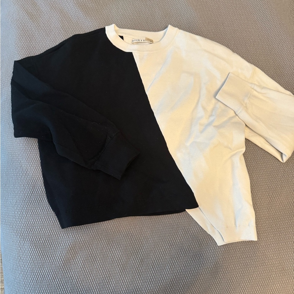 Black and White Colorblock Sweater